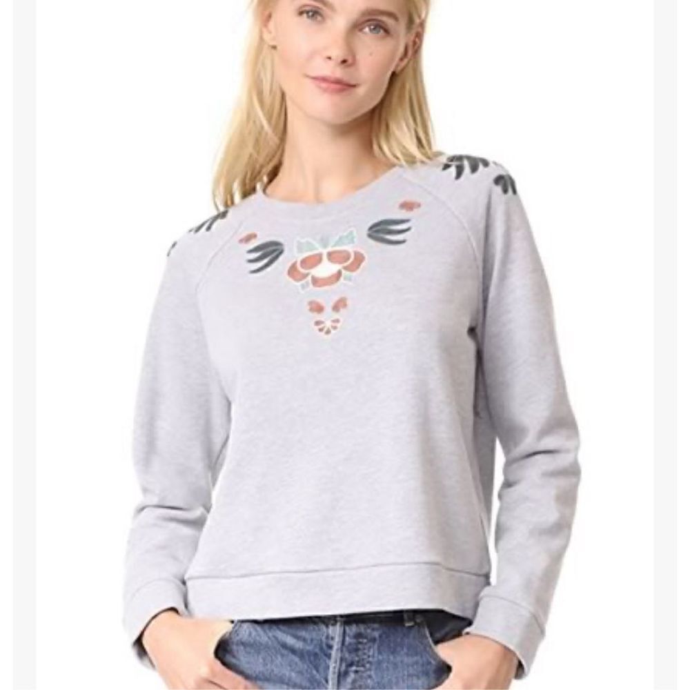 Rebecca Minkoff 100% cotton gray sweatshirt floral embroidered size S